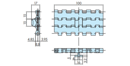 चेन की चौड़ाई 100 मिमी
